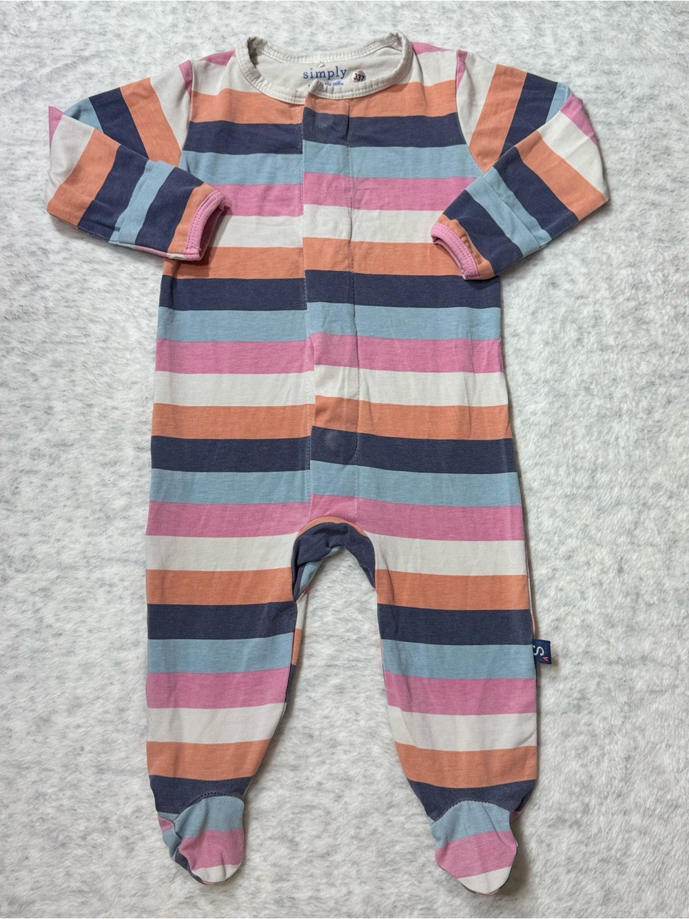 Simply Magnetic Me Rainbow Stripe Footie Sleeper 3-6M Baby Modal Cotton Neutral